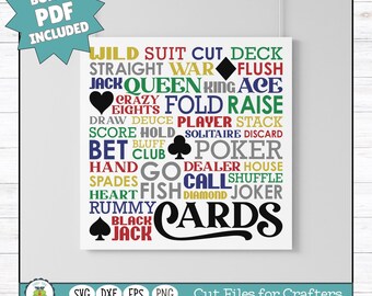 Cards Subway Art, Game Room Decor SVG, Printable Wall Art (PDF)