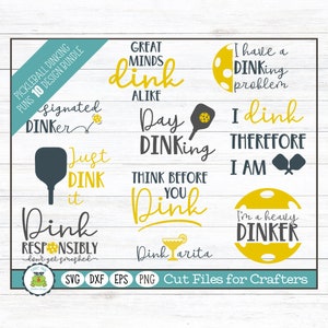 Pickleball Dinking Puns Bundle, SVG Cut Files for Crafters