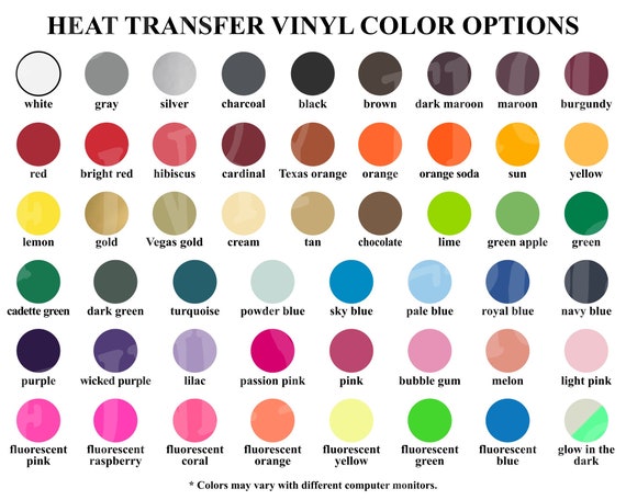 Siser Color Chart