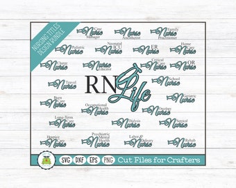 Nursing Titles, Types of Nurses Design Bundle SVG Cut Files for Crafters