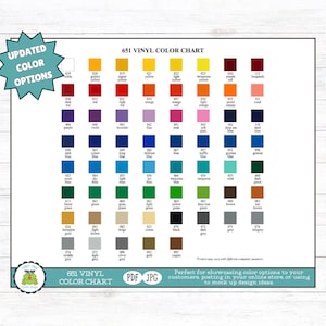 Vinyl Color Options Chart for Store Owners, Color Mockups, Oracal 631, 651, 751, 951 Digital Download