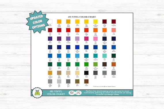 Vinyl Color Options Chart for Store Owners, Color Mockups, Oracal  