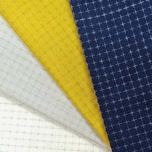 Yokota Daruma wash-away dot grid sashiko fabric - White, Gray, Navy Blue or Mustard Yellow