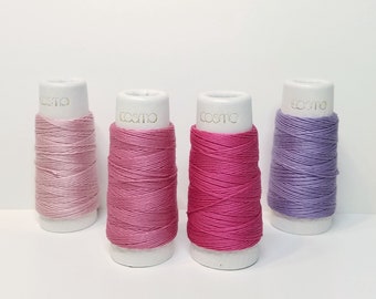 Lecien Cosmo Hidamari sashiko thread - Pink and Purple hued solid colors - 30 meter skein