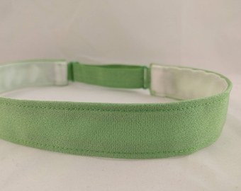 Adjustable non-slip Headband hairband made with vintage silk kimono fabric - Spring green color