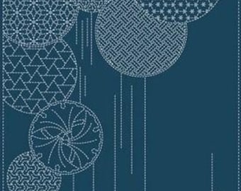 New for 2026- Wagara sashiko pre-printed wash-away panel - Waterfall and traditional Japanese designs