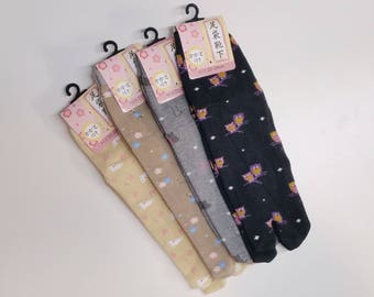 Japanese Tabi split toe socks - bunnies, plum blossoms, cats or owls