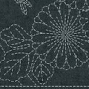 NEW COLORS QH Textiles sashiko pre-printed wash-away panel - Twilight Dragonfly on yarn dyed cotton