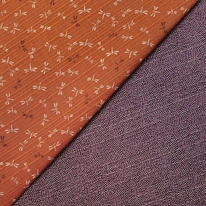 Sevenberry Japan reversible double sided dragonfly and wave dobby cotton in plum and burnt orange