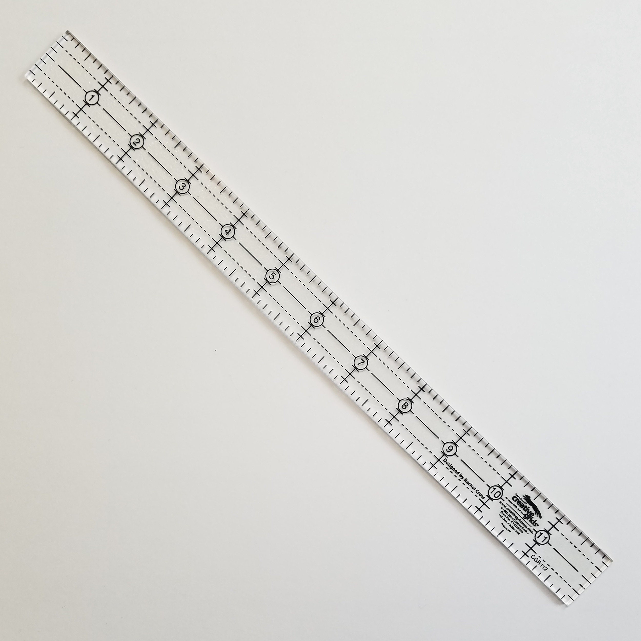 Creative Grids 1 inch x 12 inch or 1 inch x 6 inch clear non-slip rulers