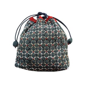 QH Textiles Kit de sac à cordon sashiko tissé kuguri-sashi avec coton teint en fil bleu