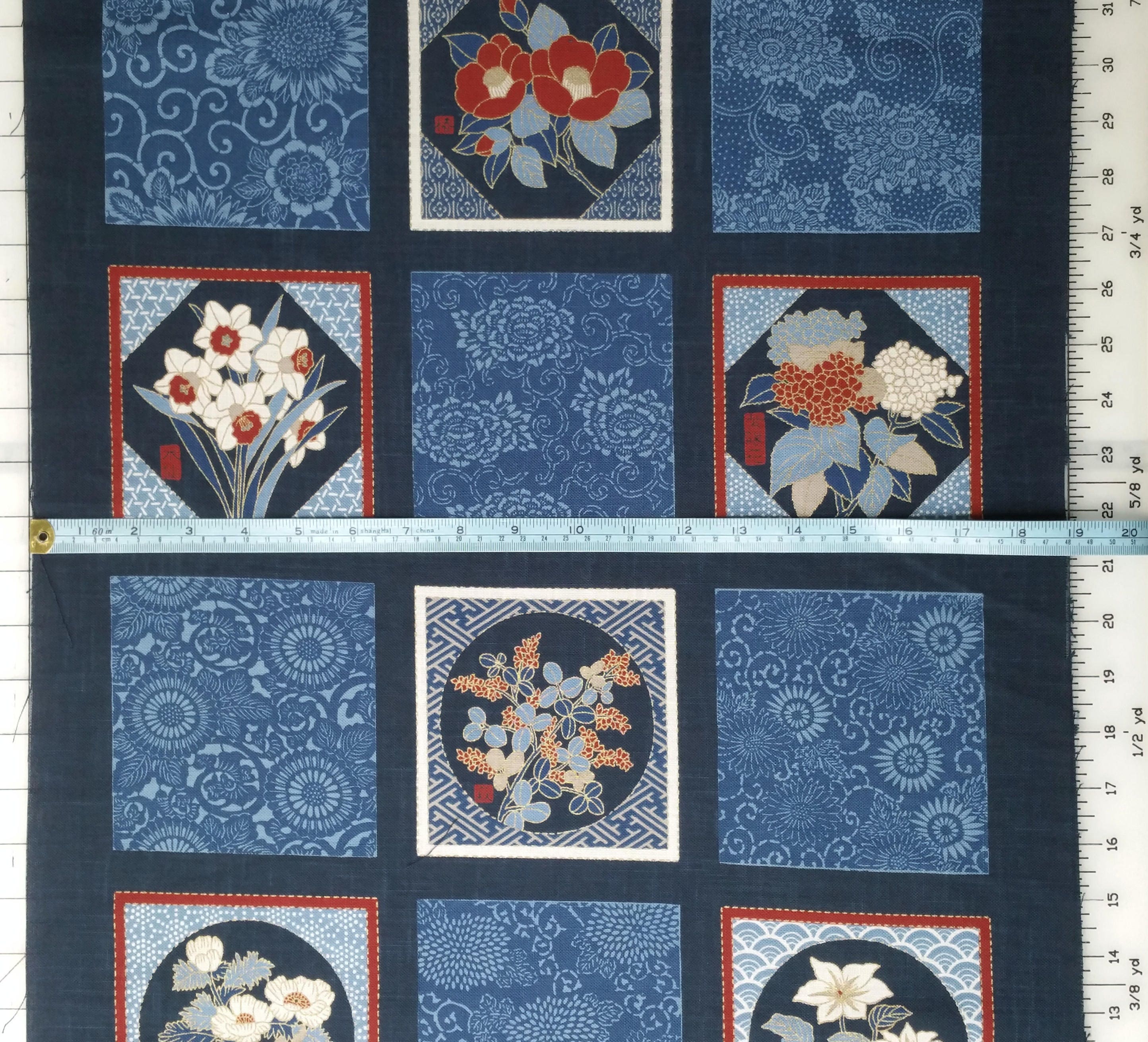 New Japanese cotton Noren quilting panel cloth floral squares