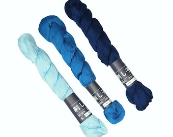 Coron thick sashiko thread - 145 meter skein - Blue hues
