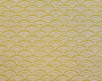 Yamaoka Japan ocher goldenrod wave seigaiha pattern cotton fabric