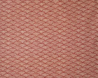 Japanese import new cotton quilting fabric - red-orange waves