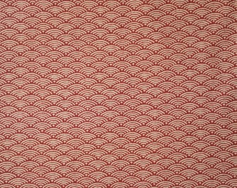 Japanese import cotton quilting fabric - red-orange waves