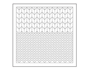 New Pattern!! Olympus sashiko pre-printed wash-away pattern sampler  - Tessen Yabane arrow design on white or navy indigo cotton
