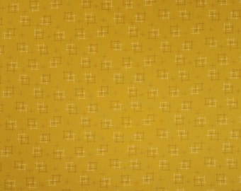 Japanese import new cotton quilting fabric - Sevenberry gold ocher kasuri crosshatch