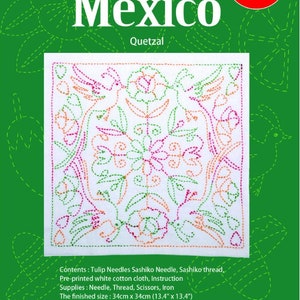 Tulip Sashiko World sashiko sampler kit - Mexico &quot;Quetzal&quot; kit