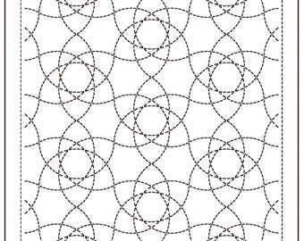 New Pattern!! Olympus sashiko pre-printed wash-away pattern sampler  - Onoe-Gasane design on white or navy indigo cotton