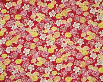 New Sevenberry Japan kiku Collection - red kiku mum and ume plum blossom floral cotton fabric