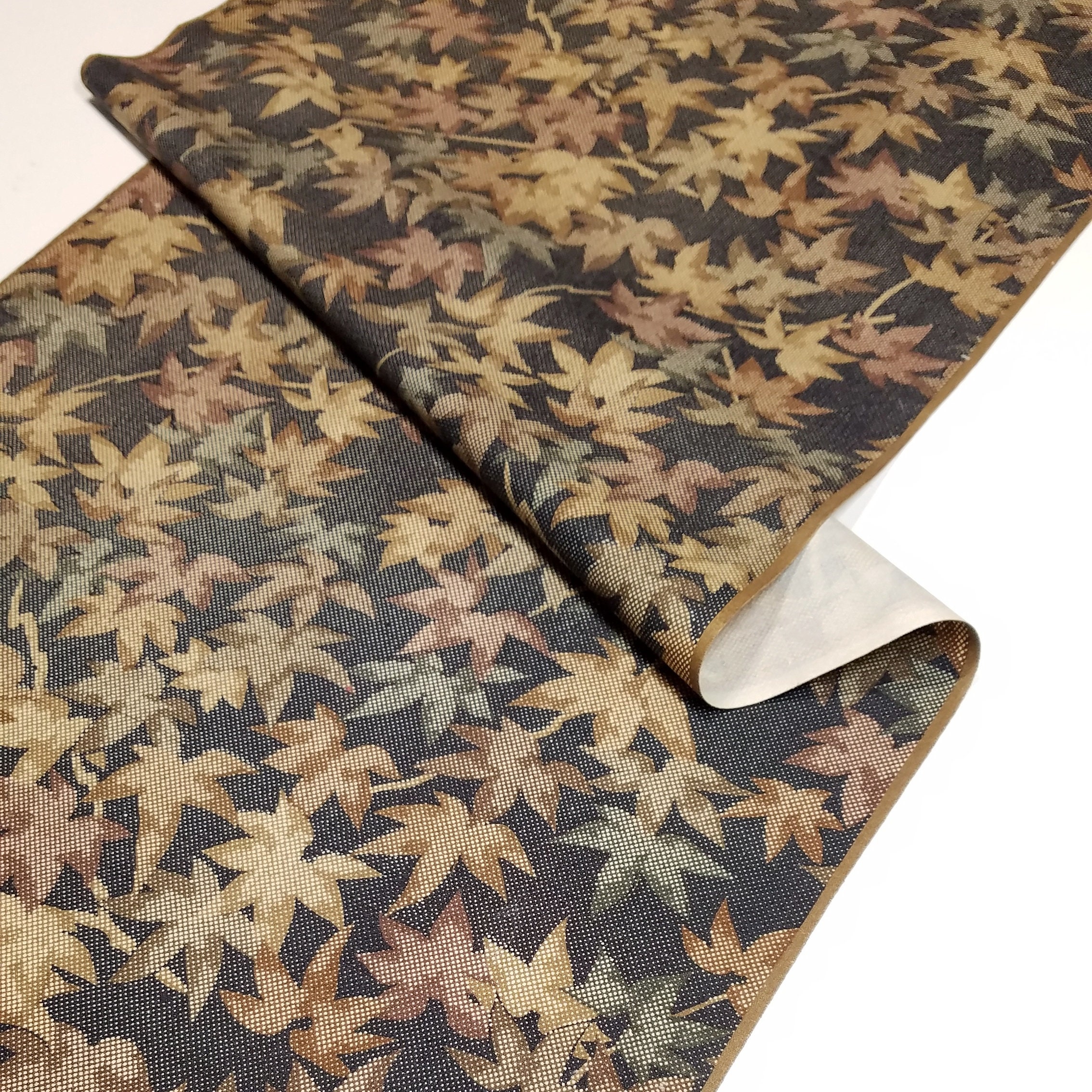 Tsumugi pongee Silk Kimono Fabric with acer maple leaf pattern - 57 ...