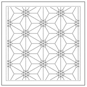 New Pattern!! Olympus sashiko pre-printed wash-away pattern sampler  - Rokkaku-Kamon design on white or navy indigo cotton