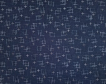 Japanese import cotton quilting fabric - Sevenberry navy kasuri crosshatch