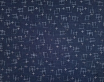 Japanese import new cotton quilting fabric - Sevenberry navy kasuri crosshatch