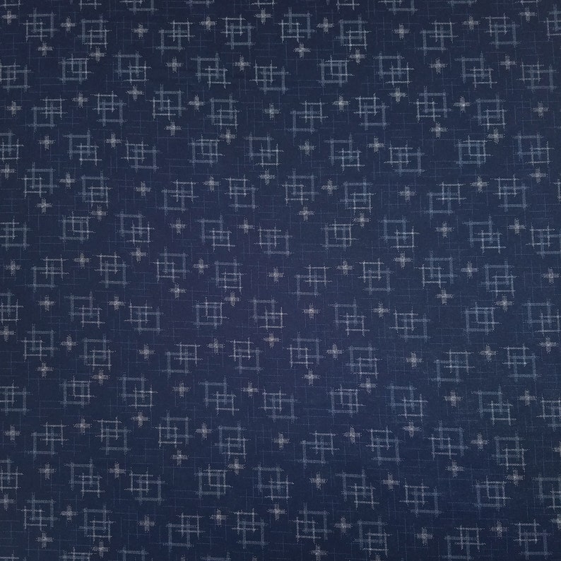 Japanese import new cotton quilting fabric Sevenberry navy kasuri crosshatch