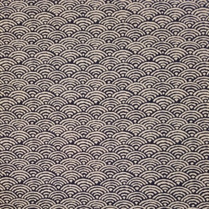 Sevenberry Japan Nara Homespun cotton canvas fabric - wave seigaiha pattern over navy indigo blue