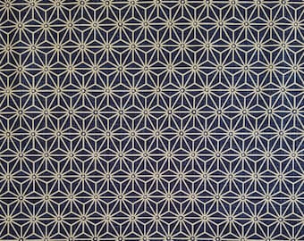 Japanese import new cotton quilting fabric - blue black asanoha hemp leaf