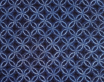 Japanese import new cotton fabric - Sevenberry Shibori Blues Shippo circles in Navy