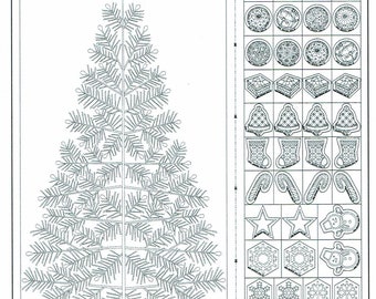 Panel lavable preimpreso Wagara sashiko - Árbol y adornos Seasons Greetings