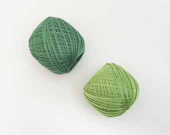 Thin weight sashiko thread- green hued colors - 80 meter ball