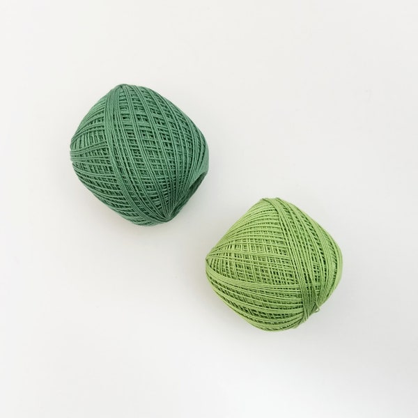 Thin weight sashiko thread- green hued colors - 80 meter ball