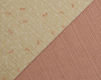 Sevenberry Japan reversible double sided dragonfly and wave dobby cotton in beige and brick red