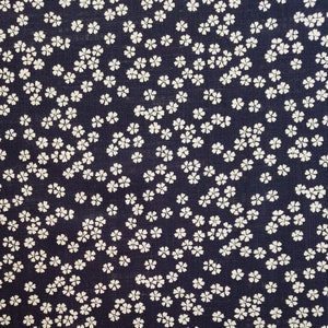 Sevenberry Japan Nara Homespun cotton canvas fabric - sakura cherry blossoms over navy indigo blue