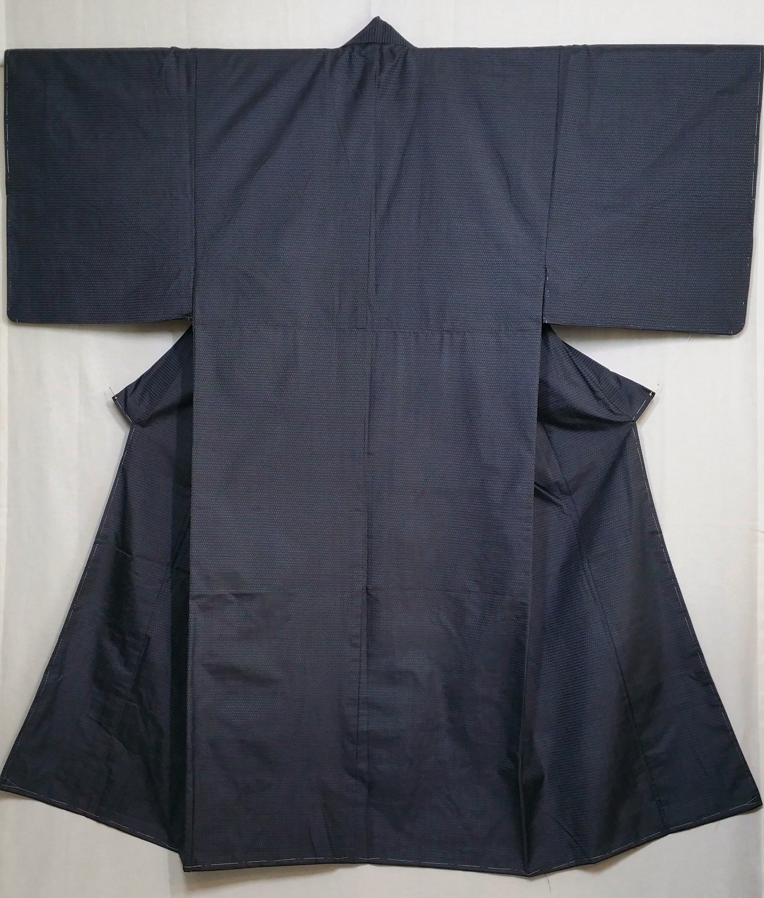 Men's, unused, vintage silk kimono - black with blue woven tortoise ...