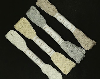Olympus Lame sashiko threads - 40 meter skeins - Neutral hues