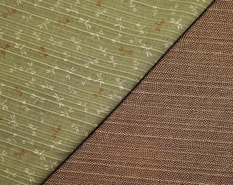 Sevenberry Japan reversible double sided dragonfly and wave dobby cotton in sage green and brown