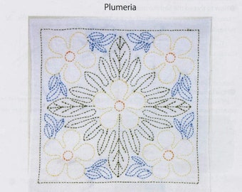 Tulip Sashiko World sashiko sampler kit - Hawaii "Plumaria" kit