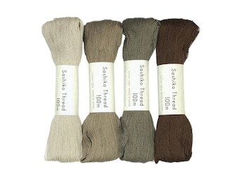 New Taupe, Brown and Gray hued Olympus sashiko threads - 100 meter skeins