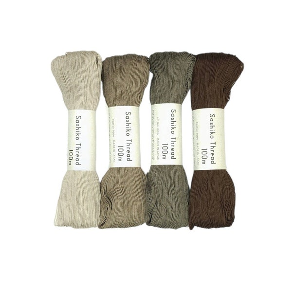 New Taupe, Brown and Gray hued Olympus sashiko threads - 100 meter skeins