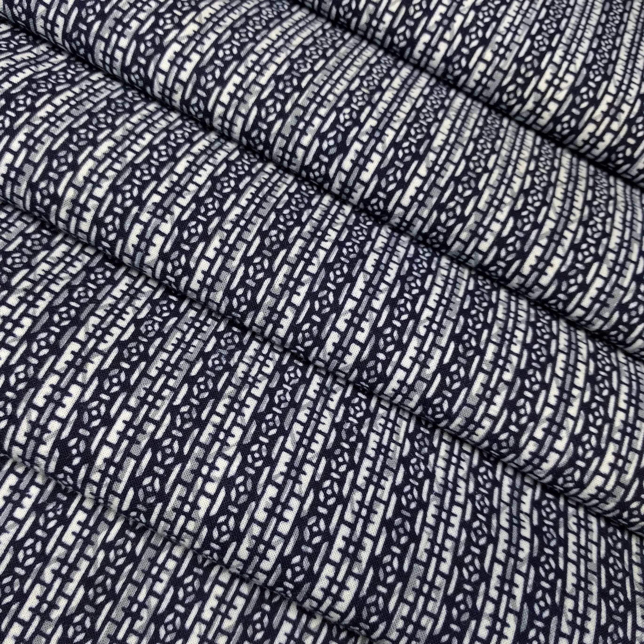 Indigo blue cotton yukata fabric - by the yard - indigo and white ...