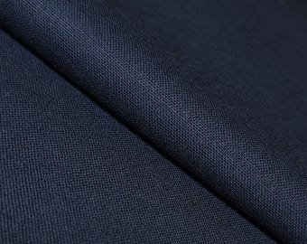 Shizen cotton and linen flax blend fabric - deep navy hue