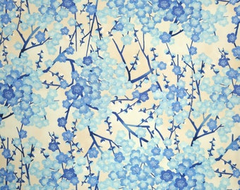 Imperial Collection 18 by Studio RK - Cornflower blue plum blossoms with silver metallic