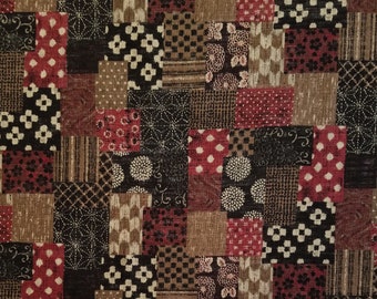 Sevenberry Japan Sevenberry Nara Homespun Collection - brick red, brown and black patchwork cotton