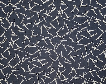 Sevenberry Japan Nara Homespun cotton canvas fabric - pine needle pattern over navy indigo blue