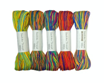 Variegated multicolor Olympus sashiko threads - 100 meter skeins